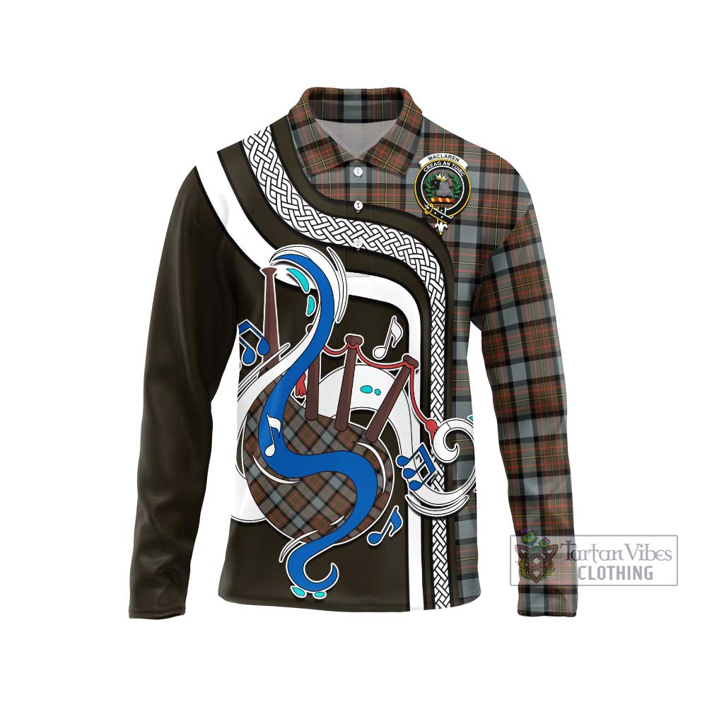 Tartan Vibes Clothing MacLaren Weathered Tartan Long Sleeve Polo Shirt with Epic Bagpipe Style