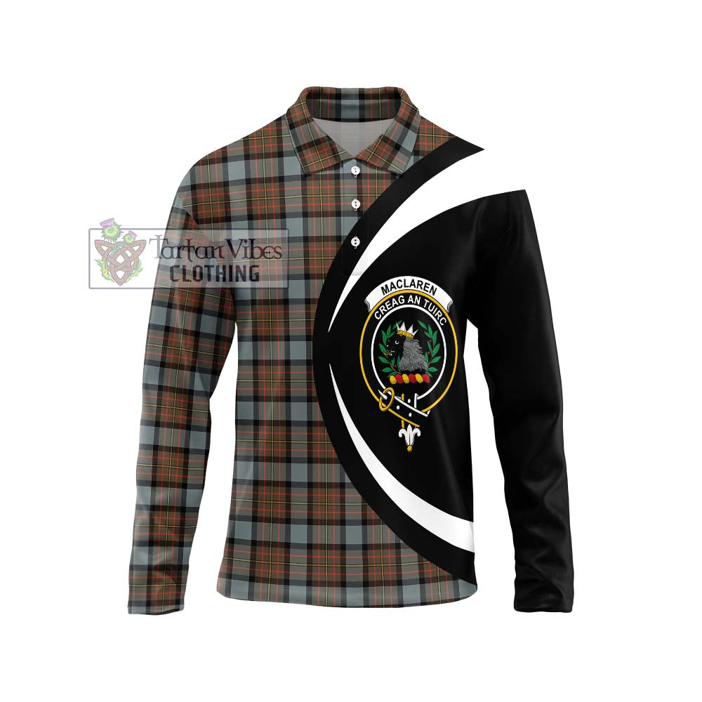 MacLaren Weathered Tartan Long Sleeve Polo Shirt with Family Crest Circle Style Unisex - Tartan Vibes Clothing