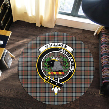 MacLaren Weathered Tartan Round Rug with Family Crest