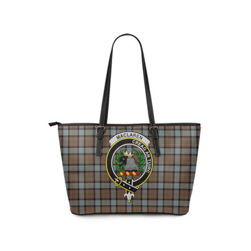 MacLaren Weathered Tartan Leather Tote Bag with Family Crest