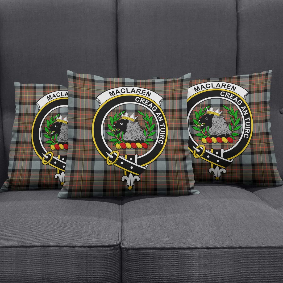 MacLaren Weathered Tartan Pillow Cover with Family Crest Square Pillow Cover - Tartanvibesclothing