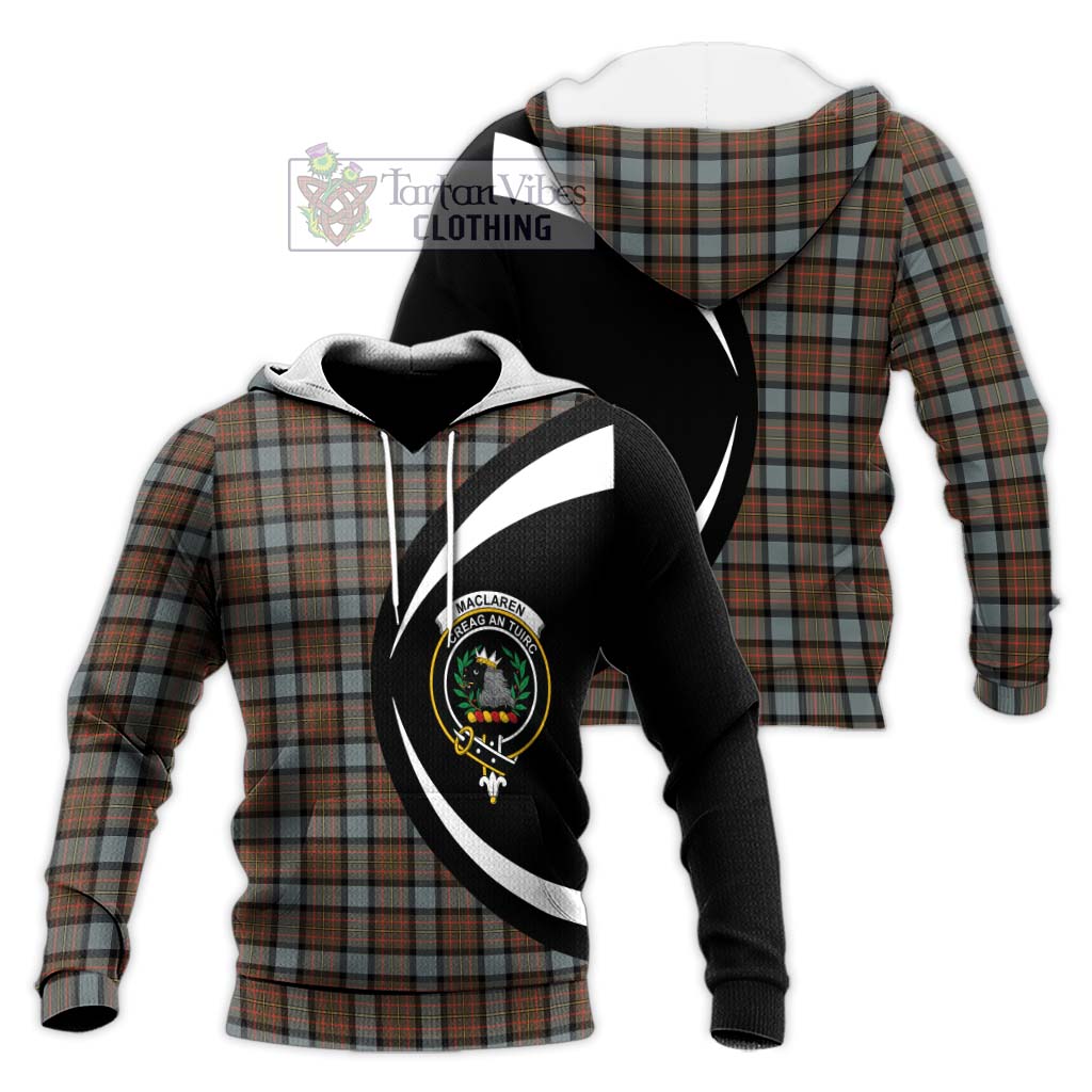 MacLaren Weathered Tartan Knitted Hoodie with Family Crest Circle Style Unisex Knitted Pullover Hoodie - Tartan Vibes Clothing