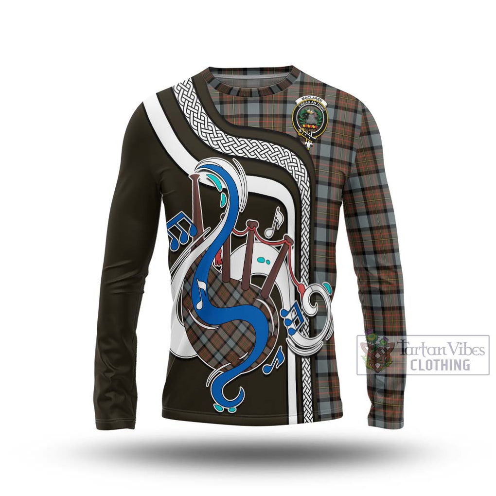 Tartan Vibes Clothing MacLaren Weathered Tartan Long Sleeve T-Shirt with Epic Bagpipe Style