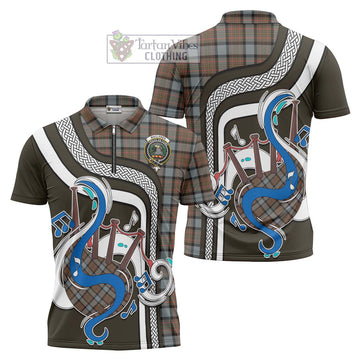 MacLaren Weathered Tartan Zipper Polo Shirt with Epic Bagpipe Style