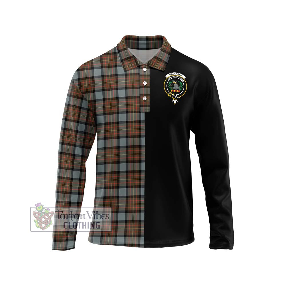 MacLaren Weathered Tartan Long Sleeve Polo Shirt with Family Crest and Half Of Me Style Unisex - Tartanvibesclothing Shop