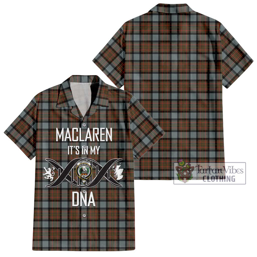 MacLaren Weathered Tartan Short Sleeve Button Shirt with Family Crest DNA In Me Style Kid - Tartanvibesclothing Shop