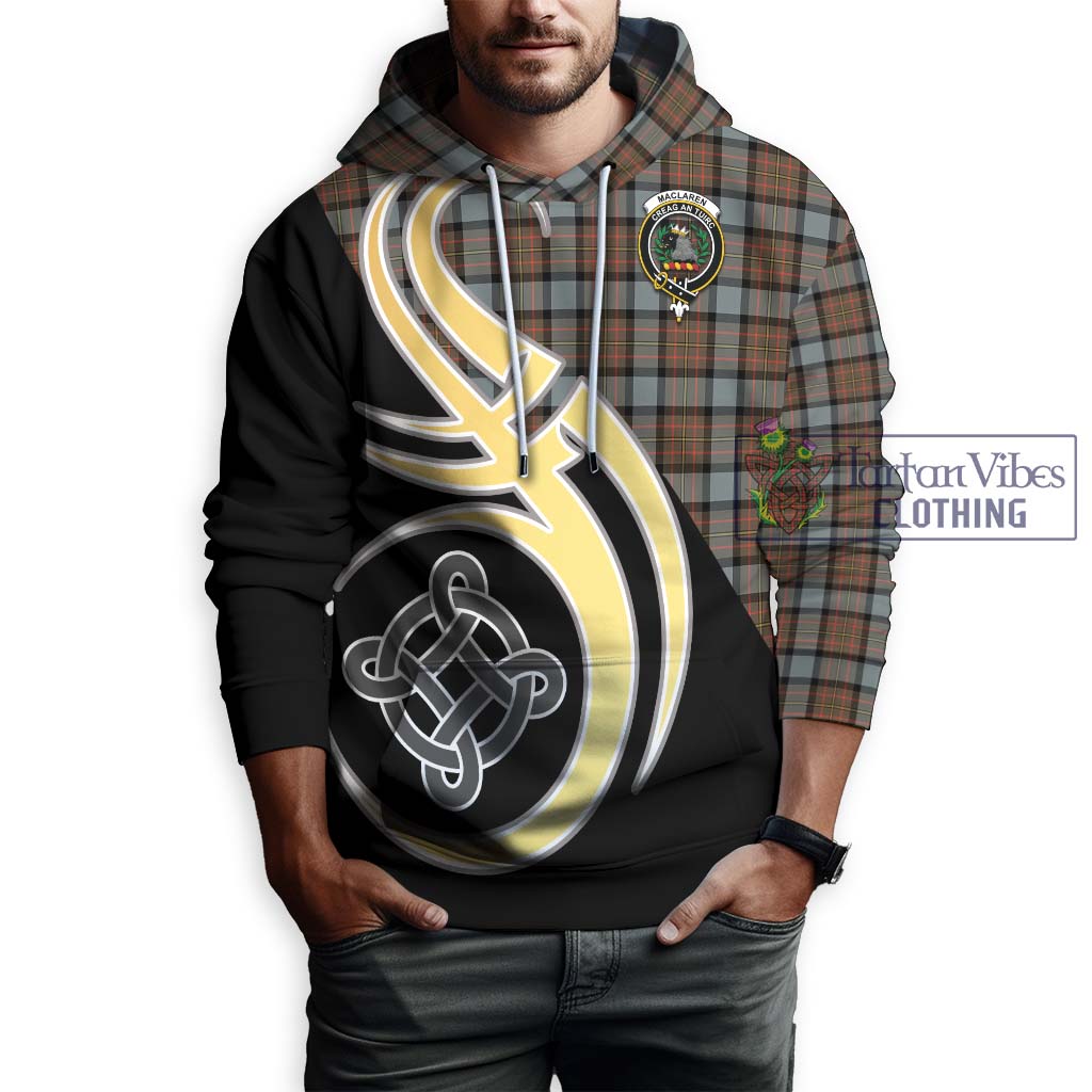 Tartan Vibes Clothing MacLaren Weathered Tartan Hoodie with Family Crest and Celtic Symbol Style