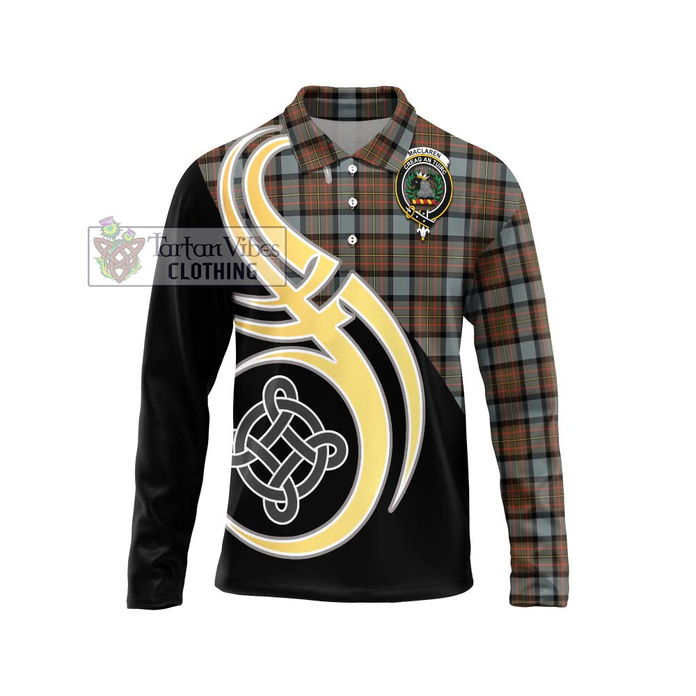 MacLaren Weathered Tartan Long Sleeve Polo Shirt with Family Crest and Celtic Symbol Style Unisex - Tartan Vibes Clothing