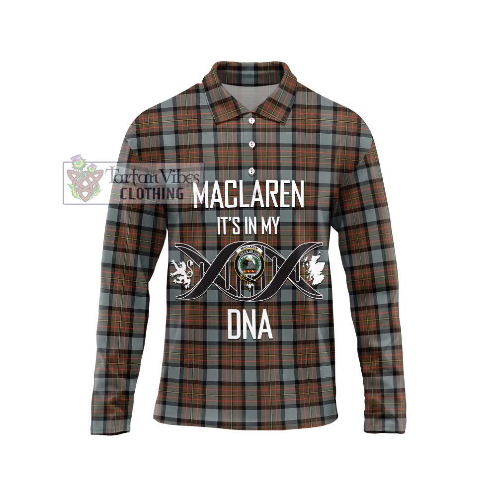 MacLaren Weathered Tartan Long Sleeve Polo Shirt with Family Crest DNA In Me Style Unisex - Tartanvibesclothing Shop