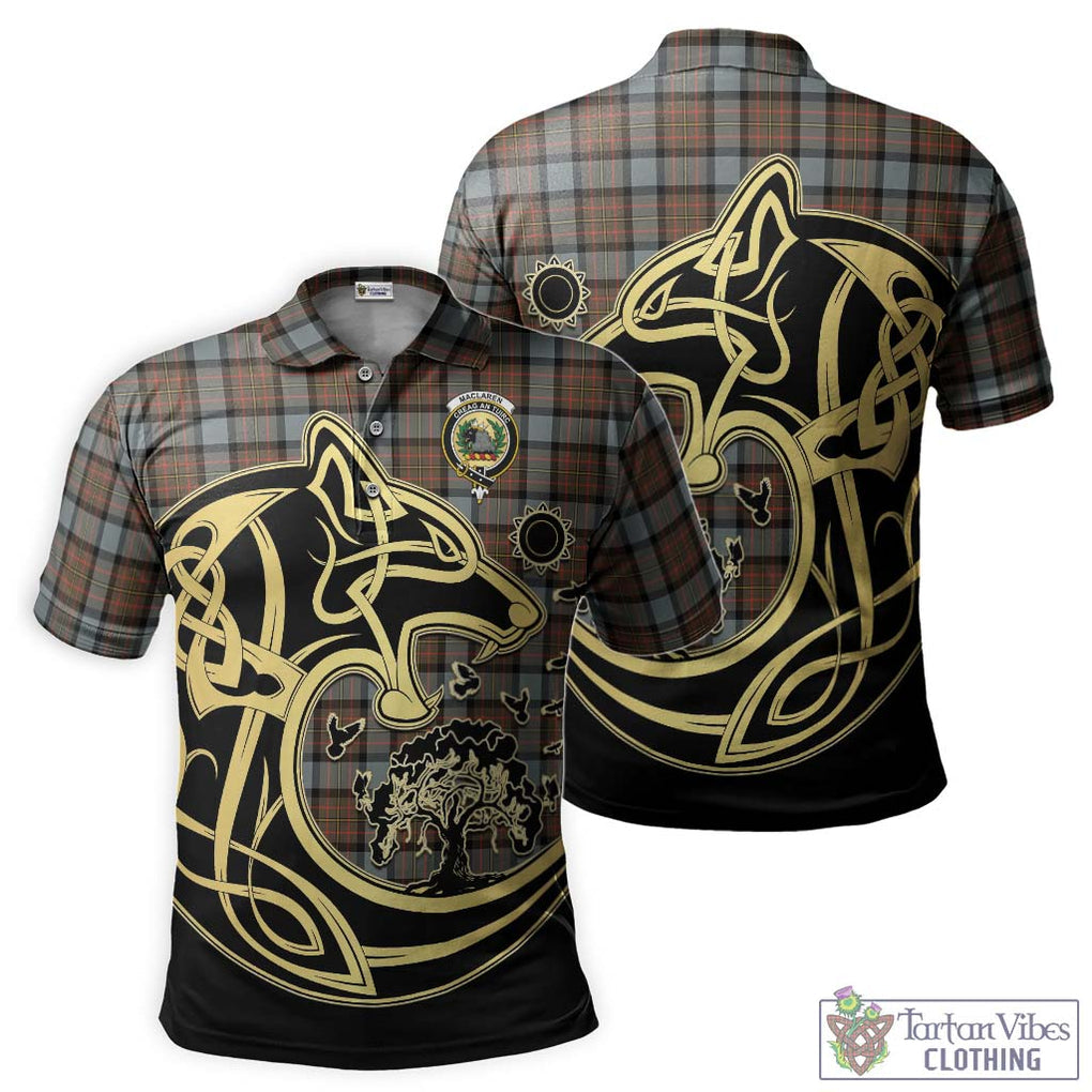 MacLaren Weathered Tartan Polo Shirt with Family Crest Celtic Wolf Style Kid - Tartanvibesclothing Shop