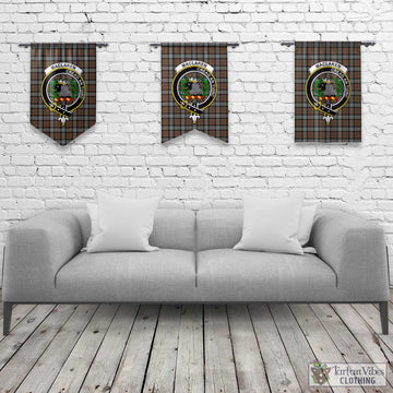 MacLaren Weathered Tartan Gonfalon, Tartan Banner with Family Crest