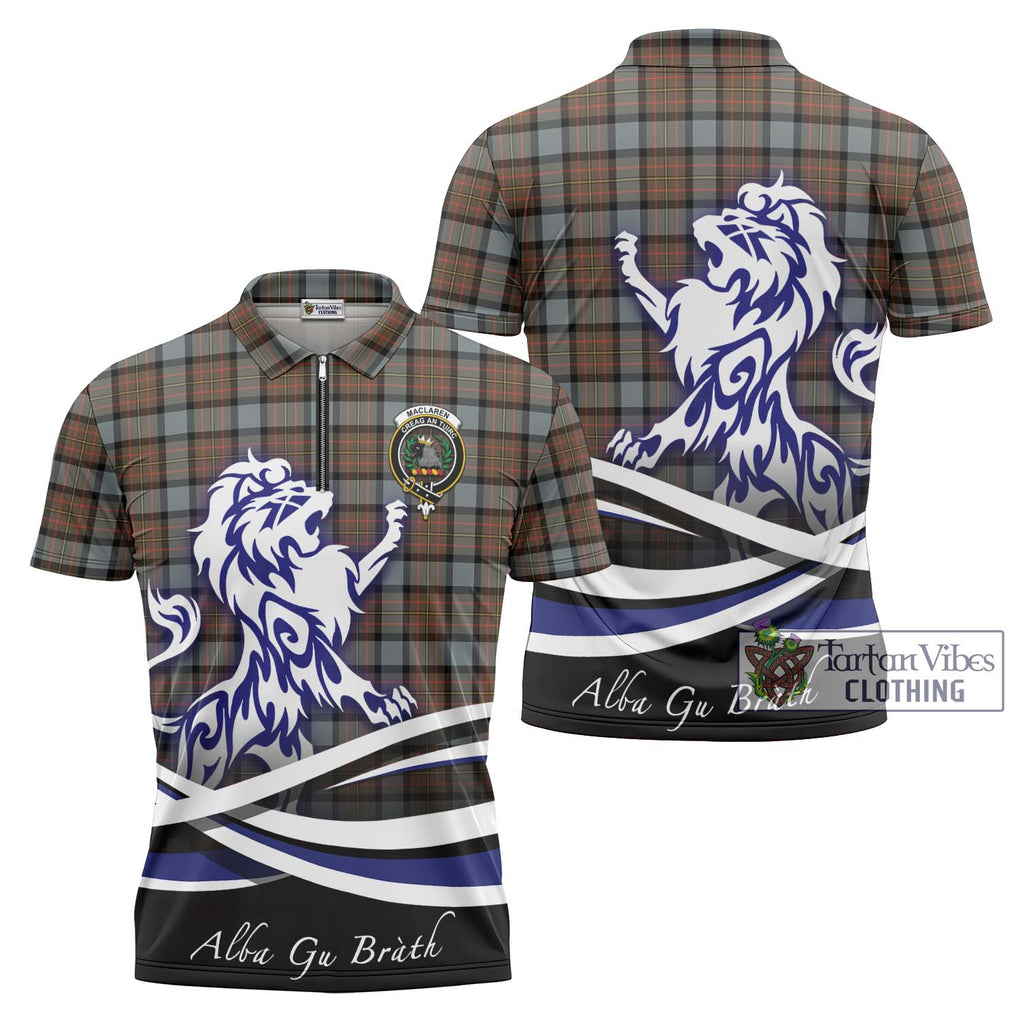 MacLaren Weathered Tartan Zipper Polo Shirt with Alba Gu Brath Regal Lion Emblem Unisex - Tartanvibesclothing Shop