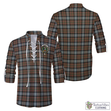 MacLaren Weathered Tartan Men's Scottish Traditional Jacobite Ghillie Kilt Shirt with Family Crest