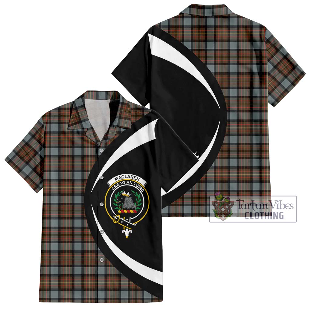 MacLaren Weathered Tartan Short Sleeve Button Up with Family Crest Circle Style Kid - Tartan Vibes Clothing