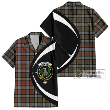 MacLaren Weathered Tartan Short Sleeve Button Up with Family Crest Circle Style