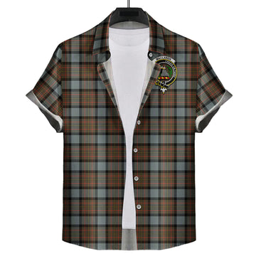 MacLaren Weathered Tartan Short Sleeve Button Down Shirt with Family Crest