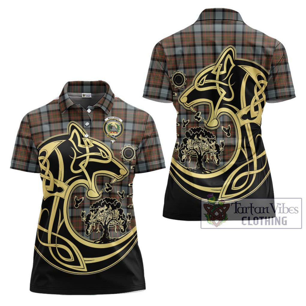 MacLaren Weathered Tartan Women's Polo Shirt with Family Crest Celtic Wolf Style Women - Tartanvibesclothing Shop