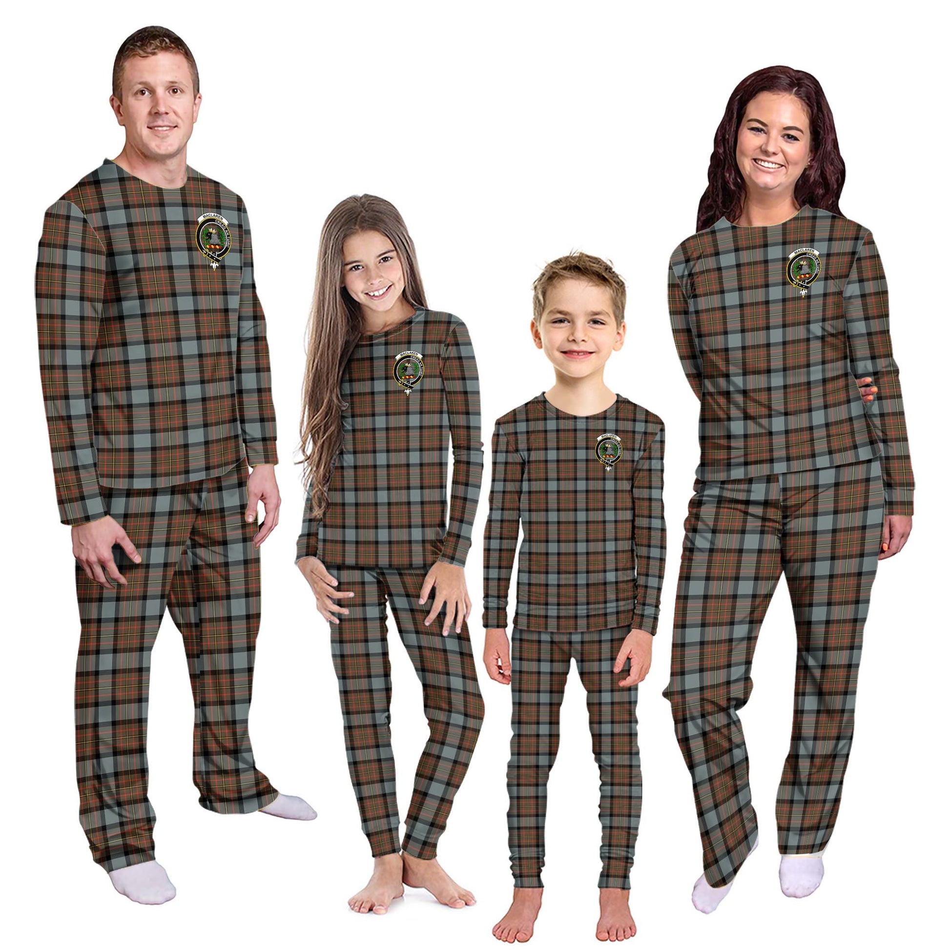 MacLaren Weathered Tartan Pajamas Family Set with Family Crest - Tartanvibesclothing