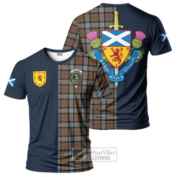 MacLaren Weathered Tartan T-Shirt Alba with Scottish Lion Royal Arm Half Style