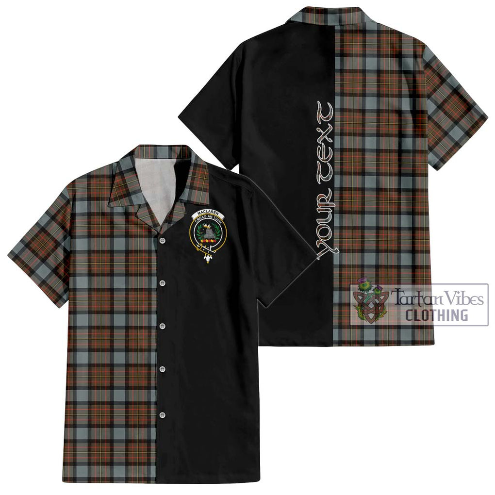 MacLaren Weathered Tartan Short Sleeve Button Shirt with Family Crest and Half Of Me Style Kid - Tartanvibesclothing Shop