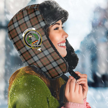 MacLaren Weathered Tartan Winter Trapper Hat with Family Crest