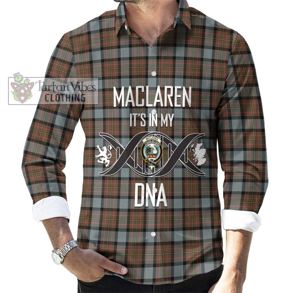 MacLaren Weathered Tartan Long Sleeve Button Shirt with Family Crest DNA In Me Style Men's Shirt S - Tartanvibesclothing Shop