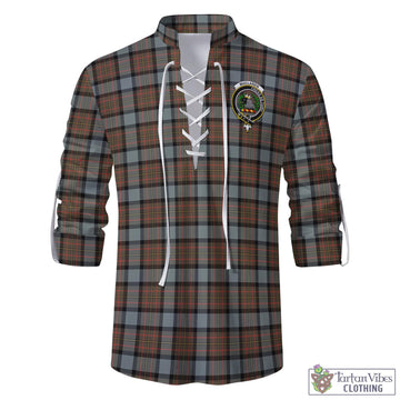 MacLaren Weathered Tartan Men's Scottish Traditional Jacobite Ghillie Kilt Shirt with Family Crest