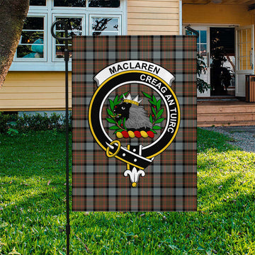 MacLaren Weathered Tartan Flag with Family Crest