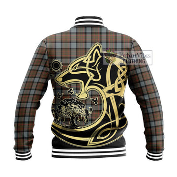 MacLaren Weathered Tartan Baseball Jacket with Family Crest Celtic Wolf Style