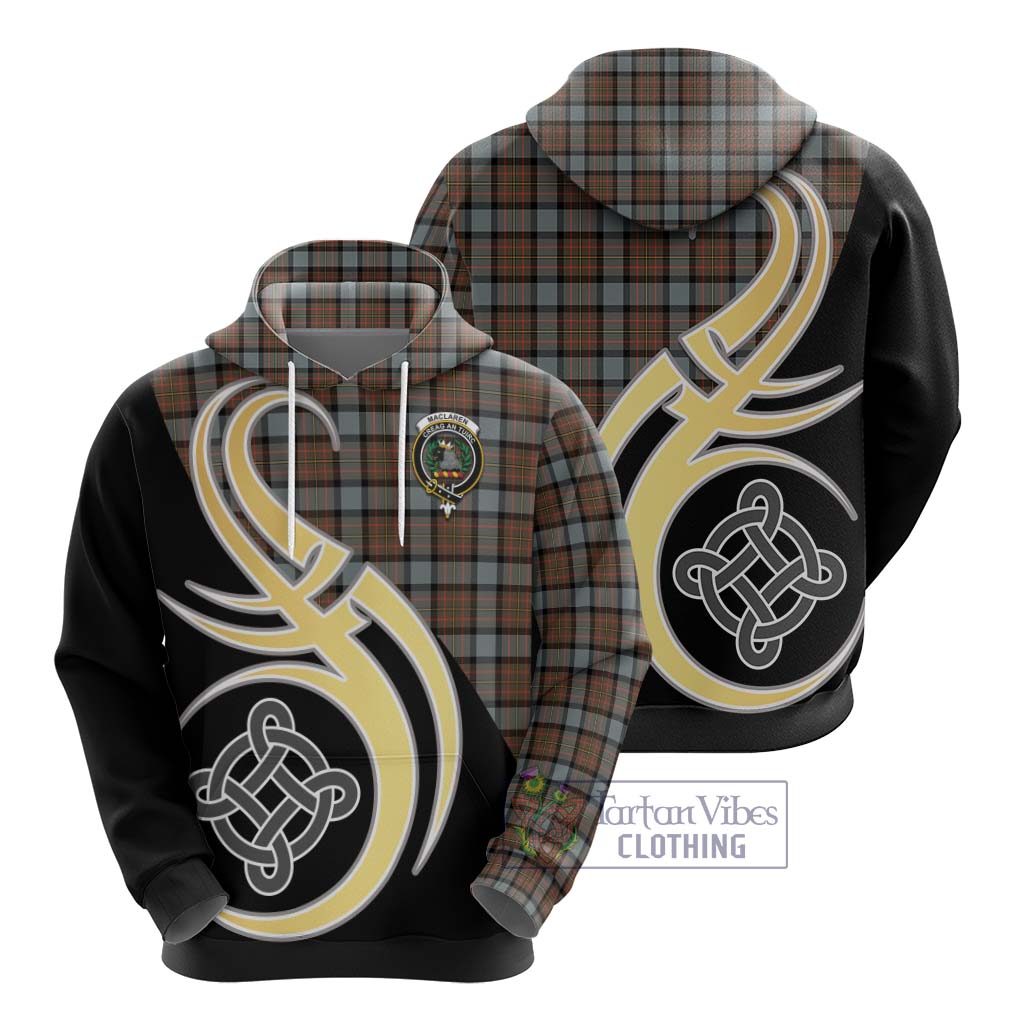 Tartan Vibes Clothing MacLaren Weathered Tartan Hoodie with Family Crest and Celtic Symbol Style