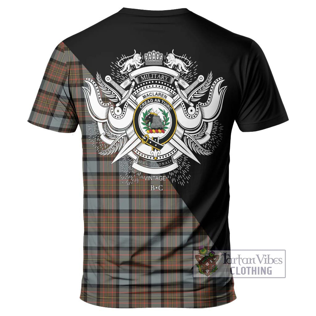 MacLaren Weathered Tartan T-Shirt with Family Crest and Military Logo Style - Tartanvibesclothing Shop