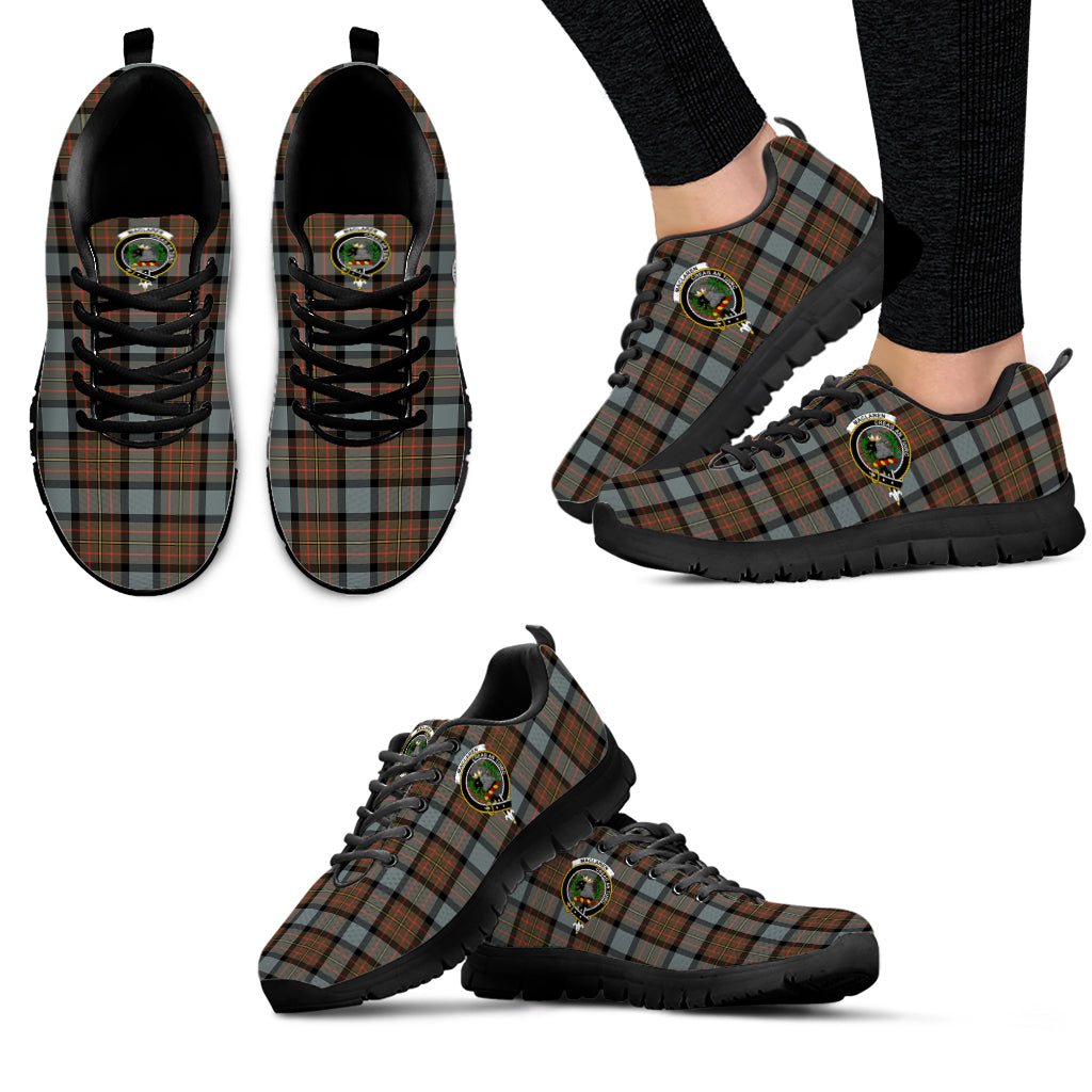 MacLaren Weathered Tartan Sneakers with Family Crest - Tartan Vibes Clothing