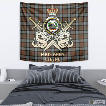 MacLaren Weathered Tartan Tapestry with Clan Crest and the Golden Sword of Courageous Legacy