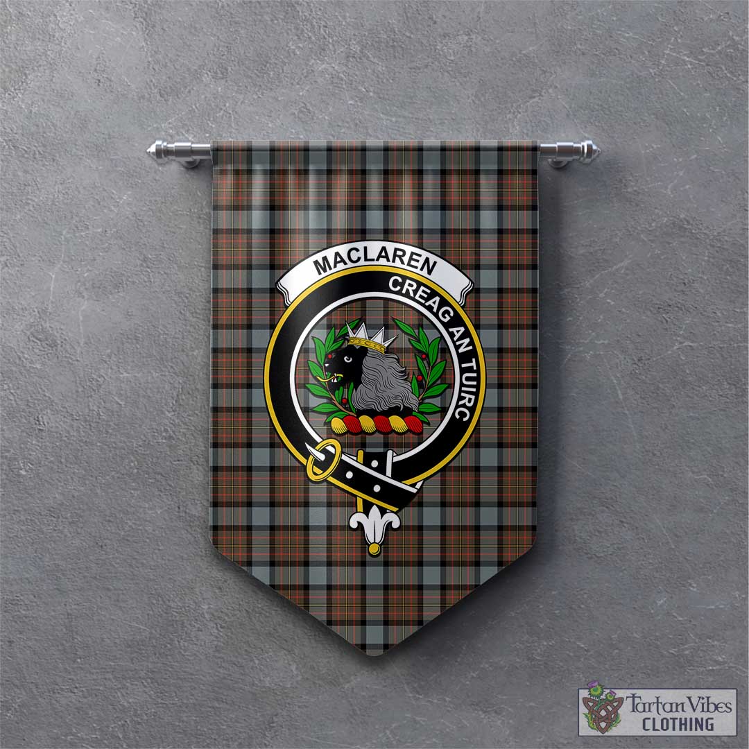 Tartan Vibes Clothing MacLaren Weathered Tartan Gonfalon, Tartan Banner with Family Crest