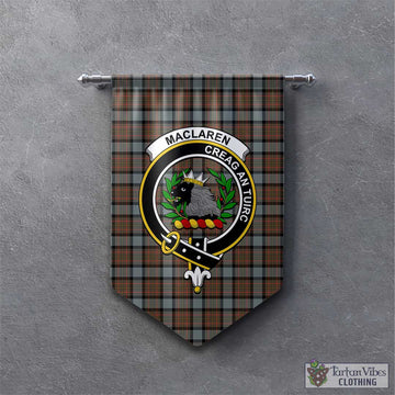 MacLaren Weathered Tartan Gonfalon, Tartan Banner with Family Crest