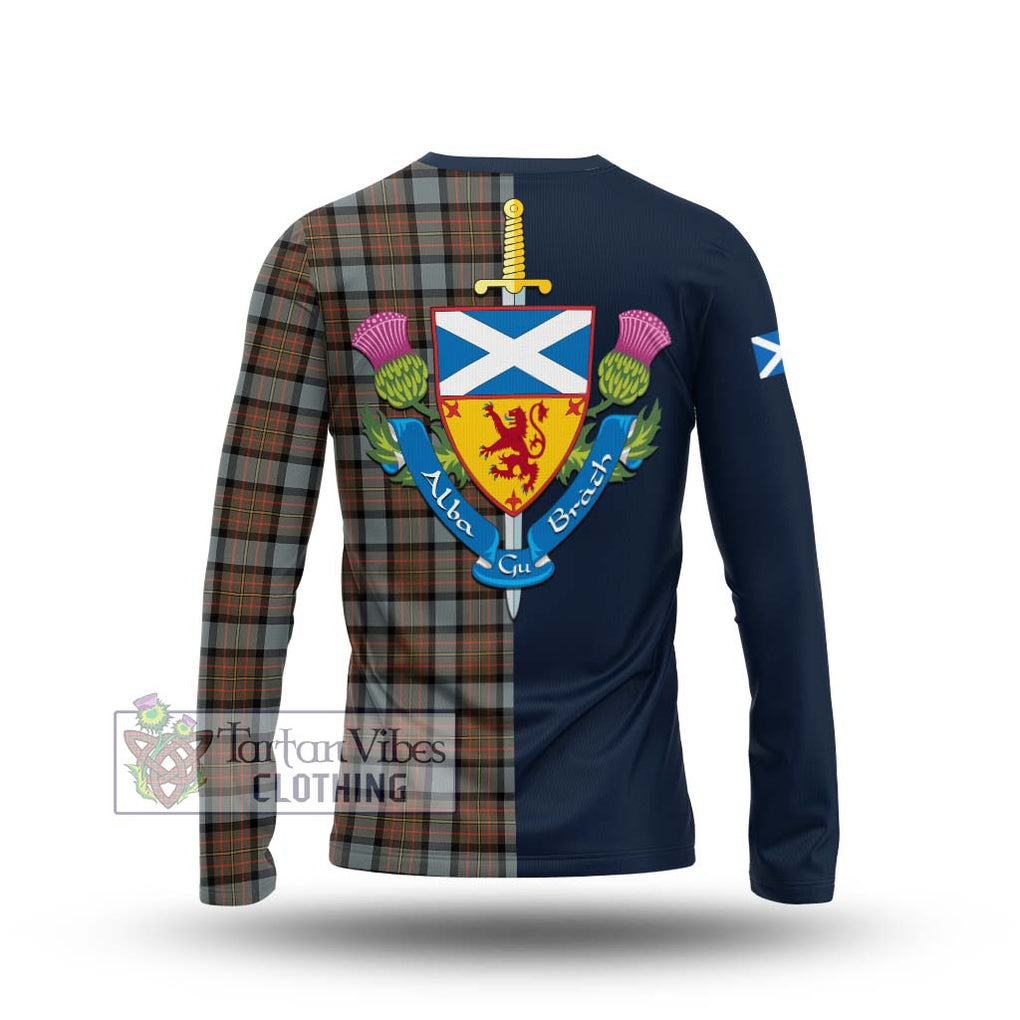 Tartan Vibes Clothing MacLaren Weathered Tartan Long Sleeve T-Shirt with Scottish Lion Royal Arm Half Style