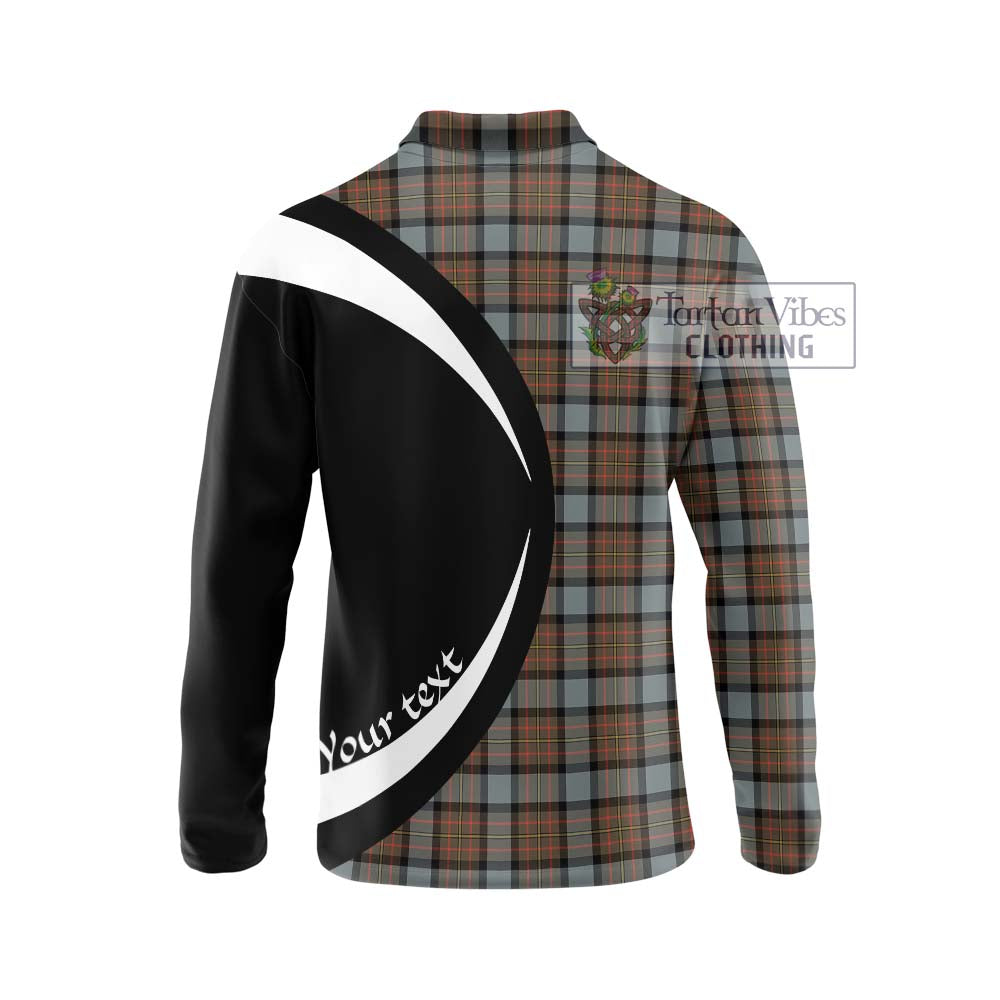 MacLaren Weathered Tartan Long Sleeve Polo Shirt with Family Crest Circle Style - Tartan Vibes Clothing