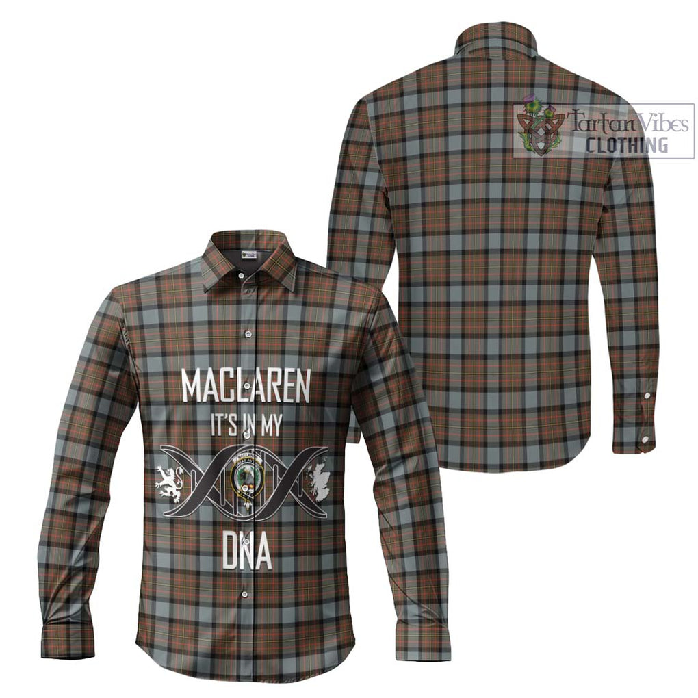 MacLaren Weathered Tartan Long Sleeve Button Shirt with Family Crest DNA In Me Style Men's Shirt - Tartanvibesclothing Shop