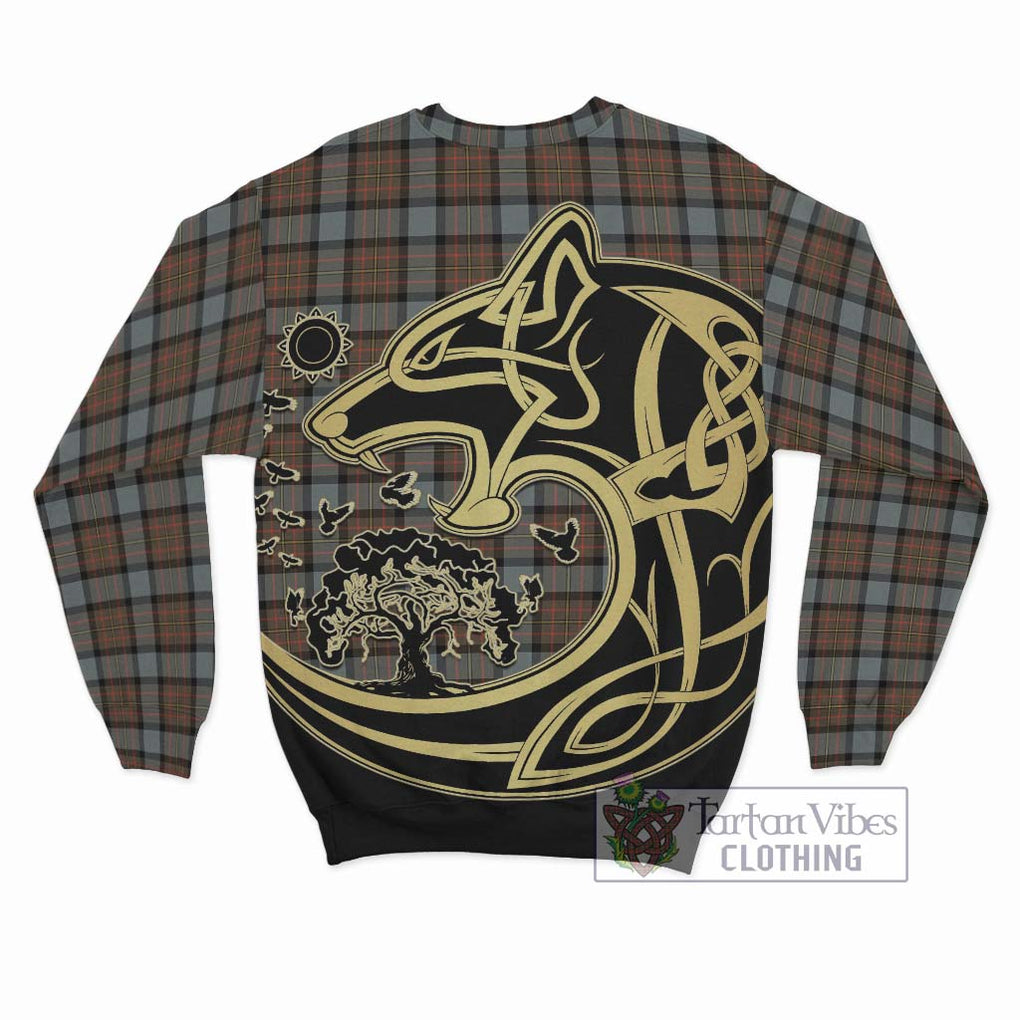 MacLaren Weathered Tartan Sweatshirt with Family Crest Celtic Wolf Style - Tartan Vibes Clothing