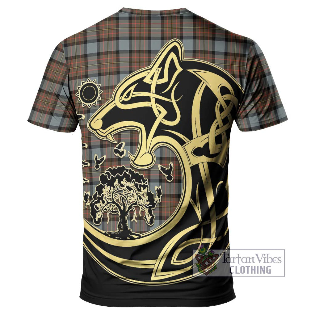 MacLaren Weathered Tartan T-Shirt with Family Crest Celtic Wolf Style - Tartan Vibes Clothing