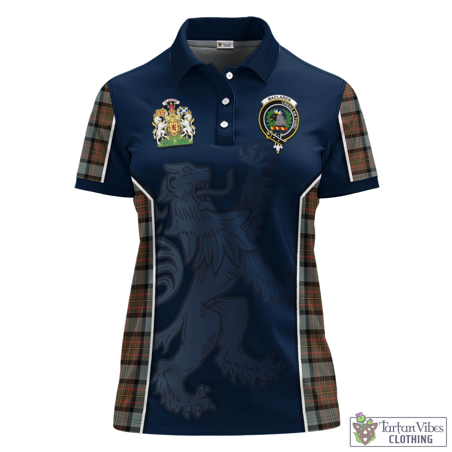 MacLaren Weathered Tartan Women's Polo Shirt with Family Crest and Lion Rampant Vibes Sport Style - Tartan Vibes Clothing