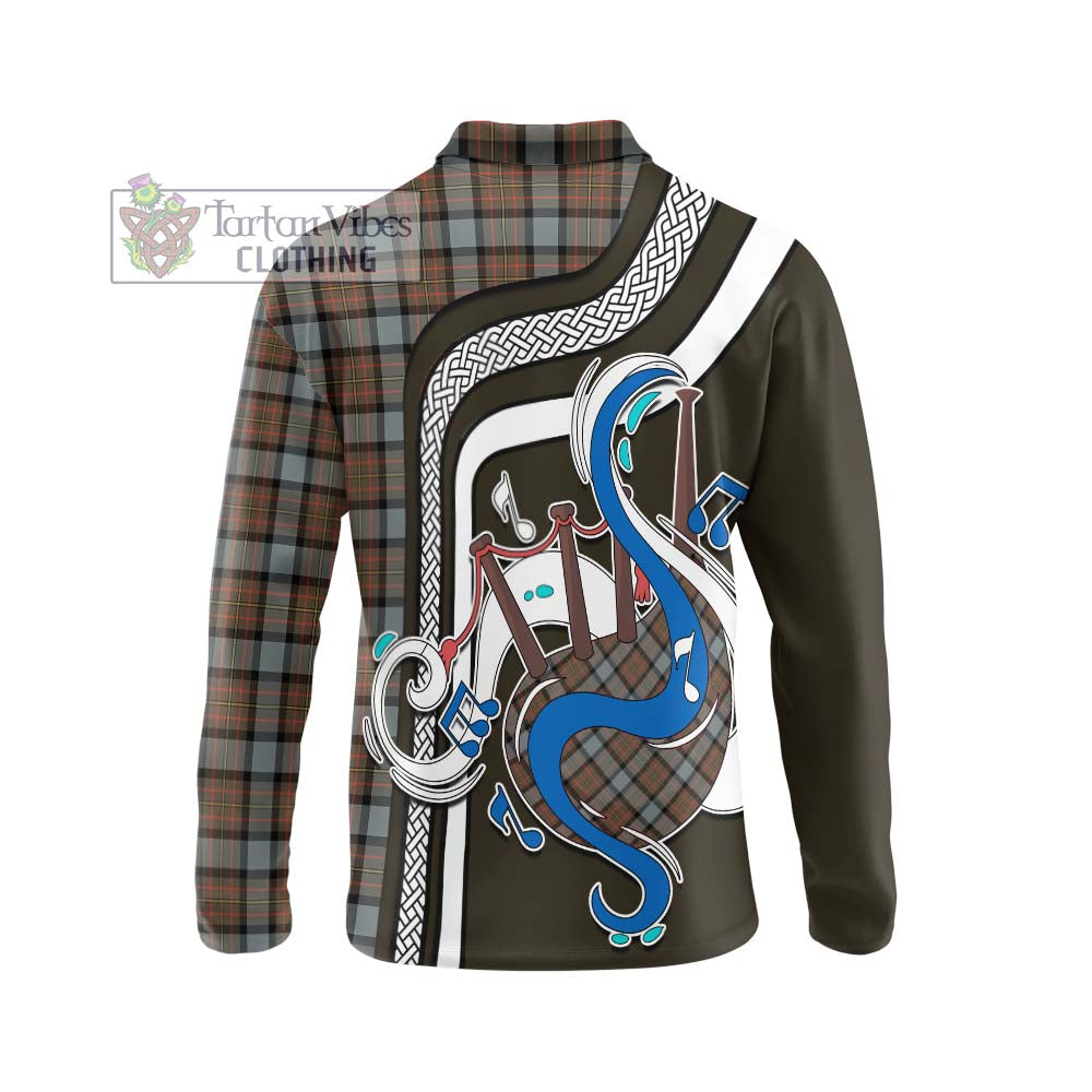 Tartan Vibes Clothing MacLaren Weathered Tartan Long Sleeve Polo Shirt with Epic Bagpipe Style