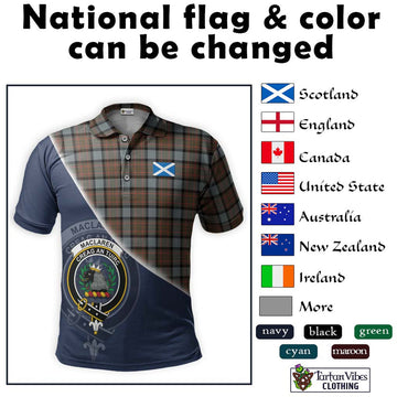 MacLaren Weathered Tartan Polo Shirt with Personalised National Flag and Family Crest Half Style