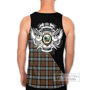 MacLaren Weathered Tartan Men's Tank Top with Family Crest and Military Logo Style