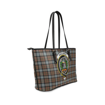 MacLaren Weathered Tartan Leather Tote Bag with Family Crest