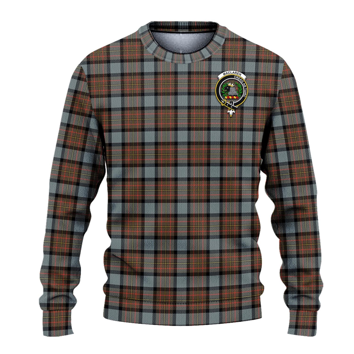 MacLaren Weathered Tartan Knitted Sweater with Family Crest - Tartanvibesclothing