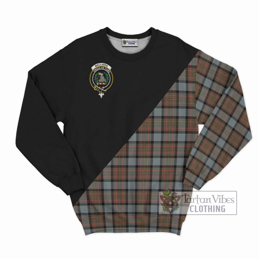 MacLaren Weathered Tartan Sweatshirt with Family Crest and Military Logo Style - Tartanvibesclothing Shop