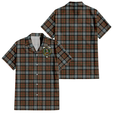 MacLaren Weathered Tartan Short Sleeve Button Down Shirt with Family Crest