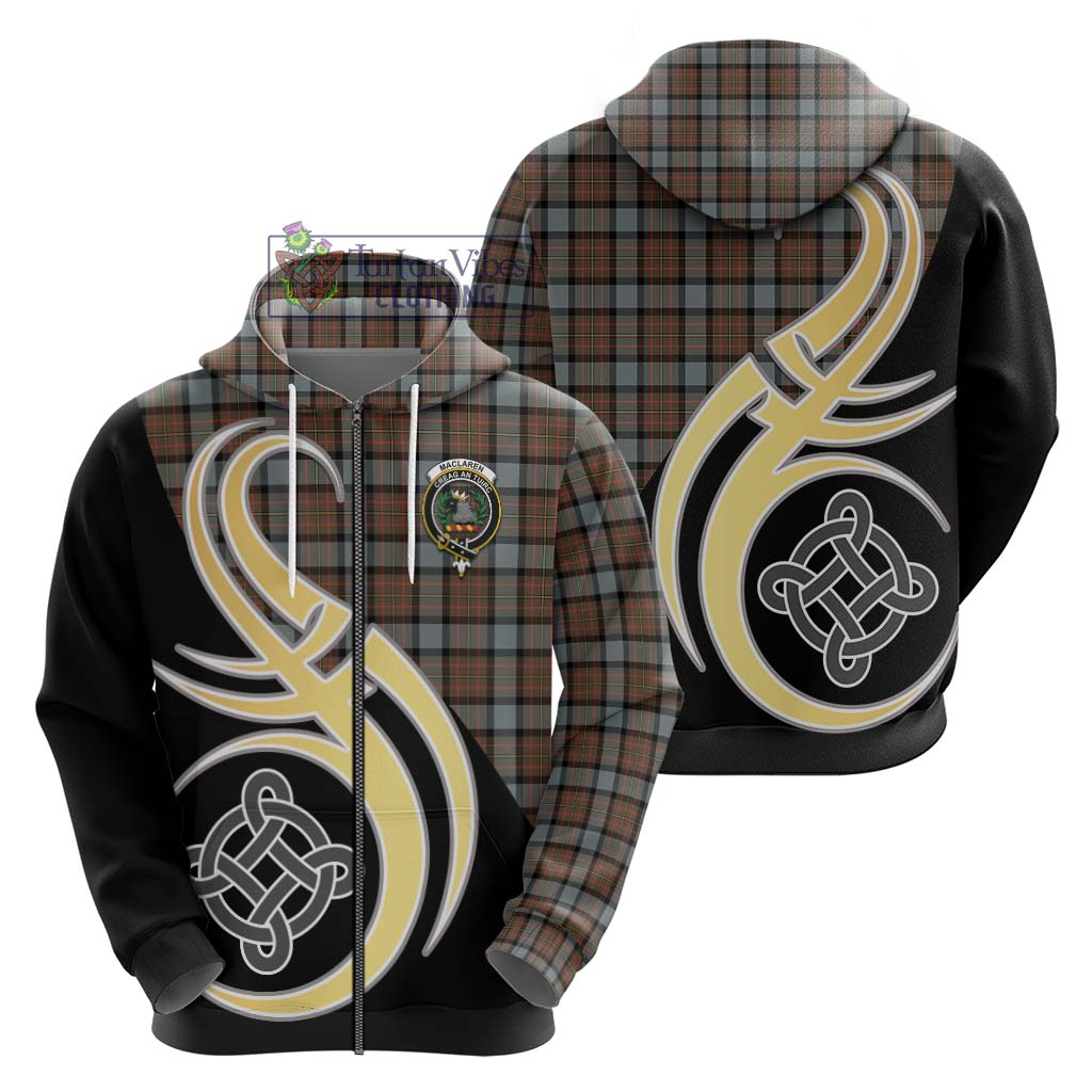 Tartan Vibes Clothing MacLaren Weathered Tartan Hoodie with Family Crest and Celtic Symbol Style