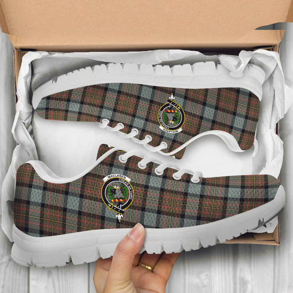 MacLaren Weathered Tartan Sneakers with Family Crest - Tartan Vibes Clothing